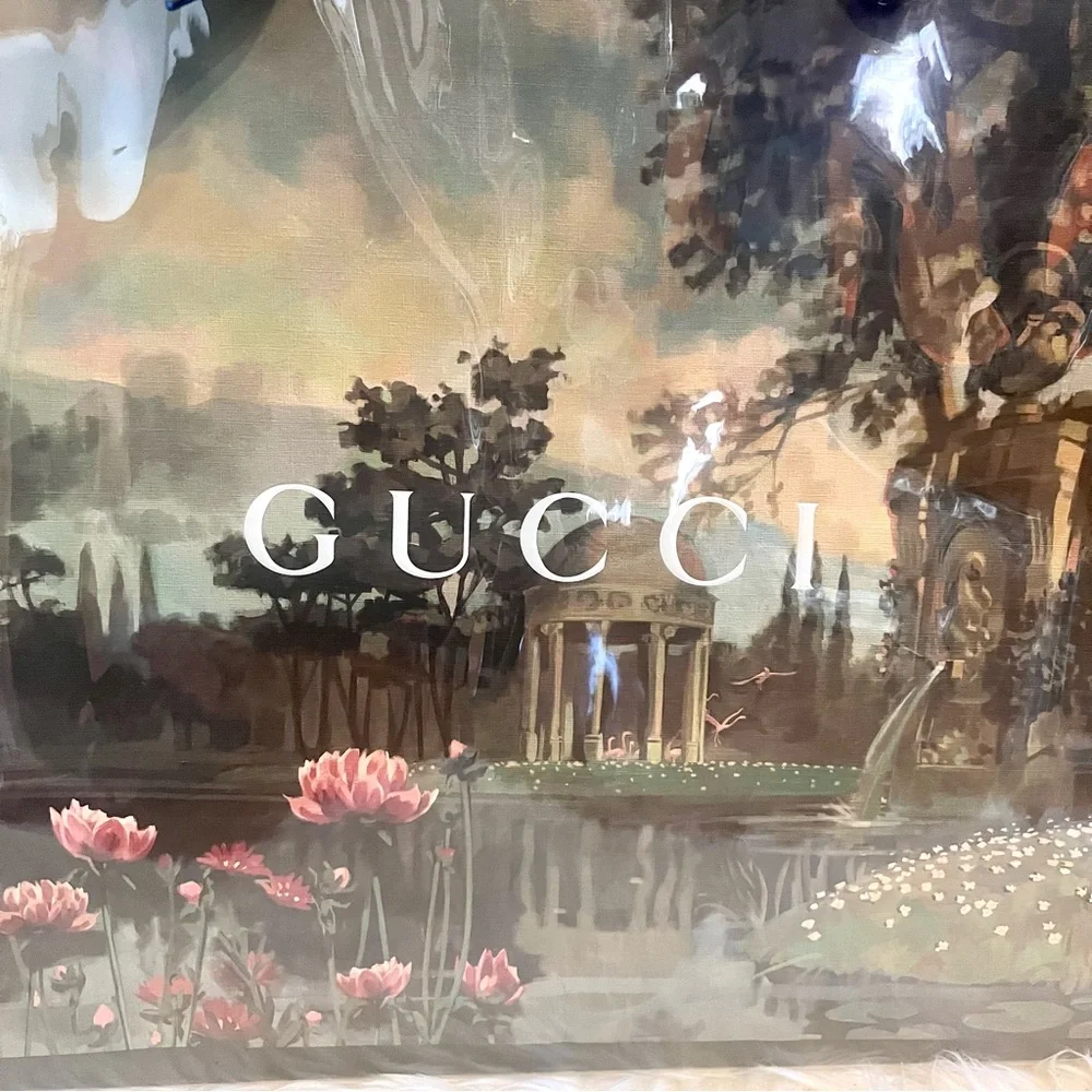 Gucci Large Limited Edition Shopping Bag Tote with PVC TPU Clear Cover Handmade